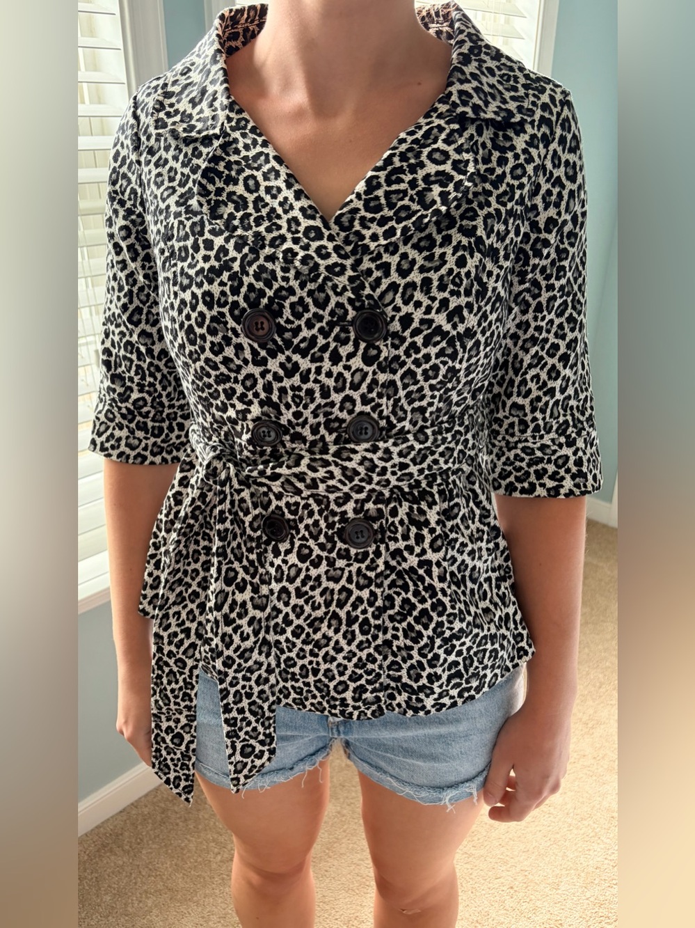 Papaya Black & White Leopard Print Jacket Late 2000’s- Early 2010’s Size S Y2K